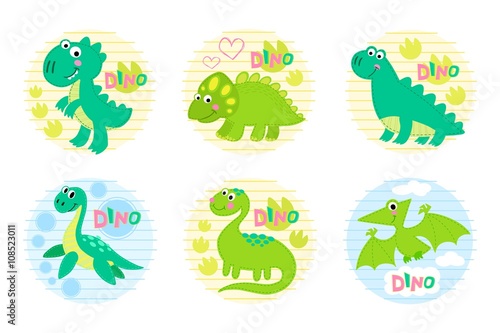 Dinosaur set vector illustration. 