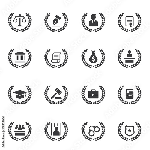 Law icon set. lawyer icon, law logo set.