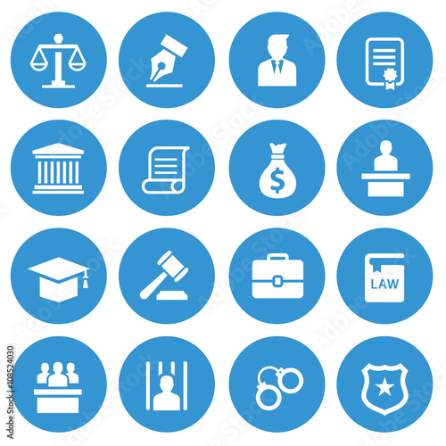 Law icon set. lawyer icon, law logo set.