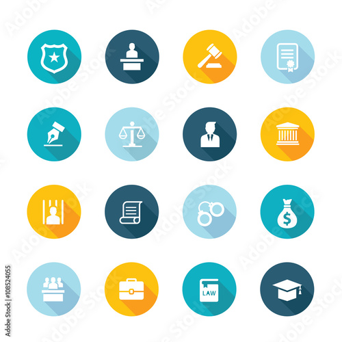 Law icon set. lawyer icon, law logo set.
