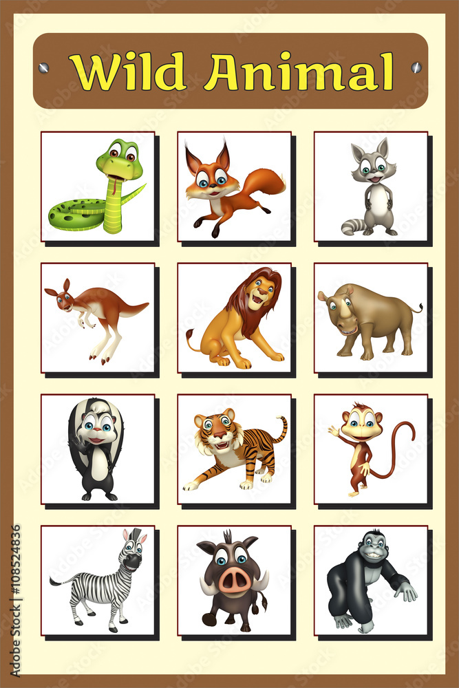 Fototapeta premium wild animal chart