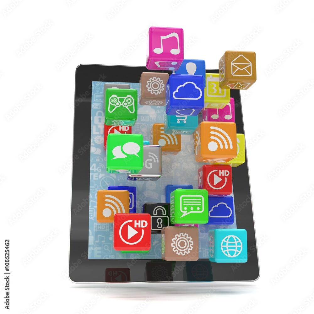 icon app fall in laptop. 3d rendering. icon app fall in laptop. 3d rendering.