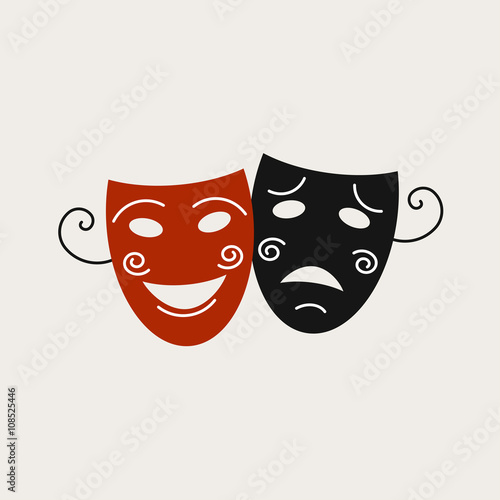 Logo with the image of theatrical masks. It can be used for drama school, theater, playbill or program. 