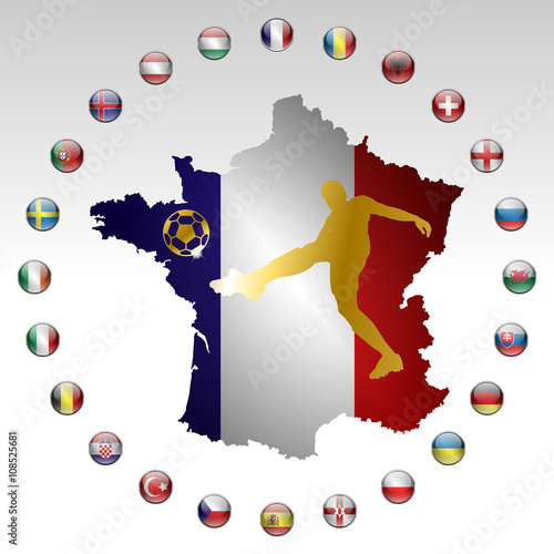 EM 2016 in Frankreich - Teilnehmer Icon-Set (Weiß)