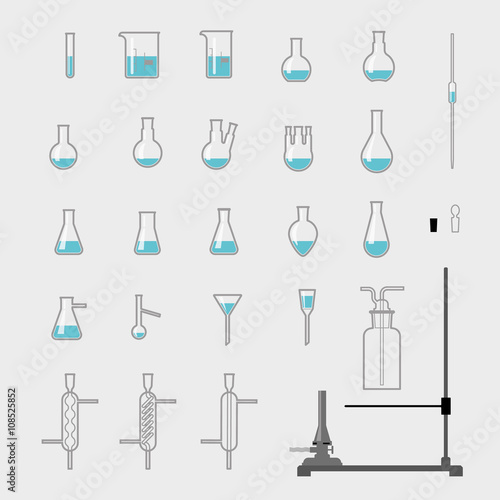 set of chemistry laboratory glassware