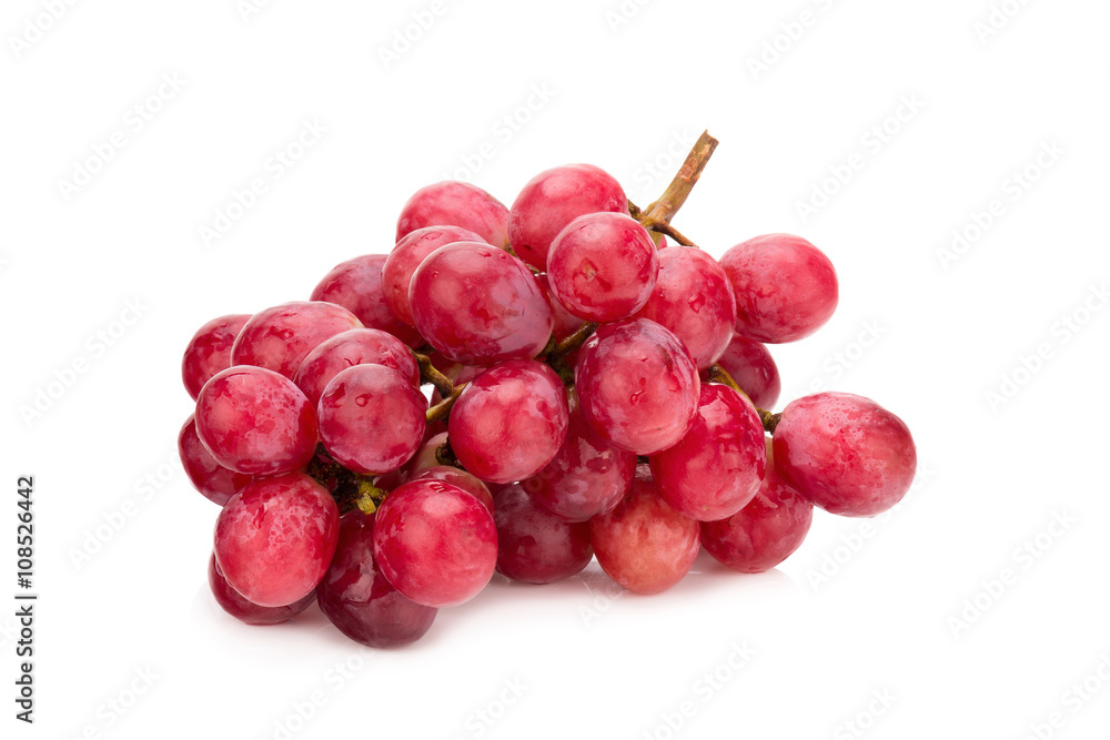 Bunch of red grapes Isolated on white background