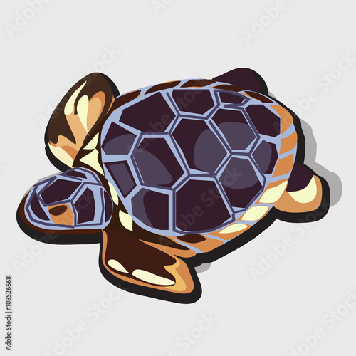 Golden figurine of turtle with blue shell