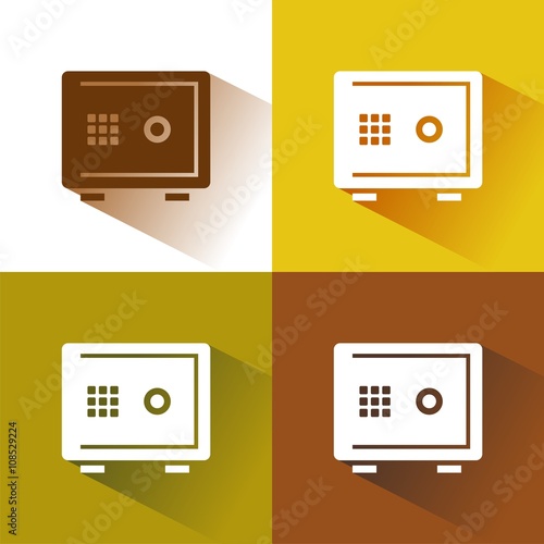 Icono de caja fuerte sobre fondos de colores. Ilustración vectorial