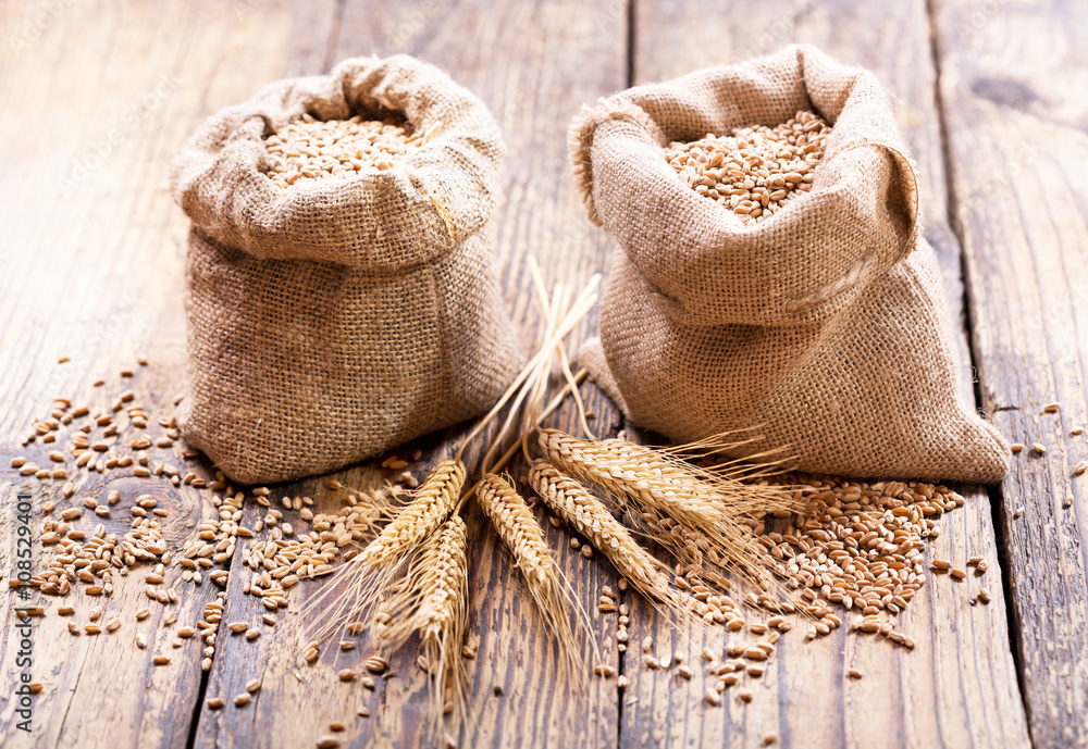 wheat grains in sacks wheat grains in sacks