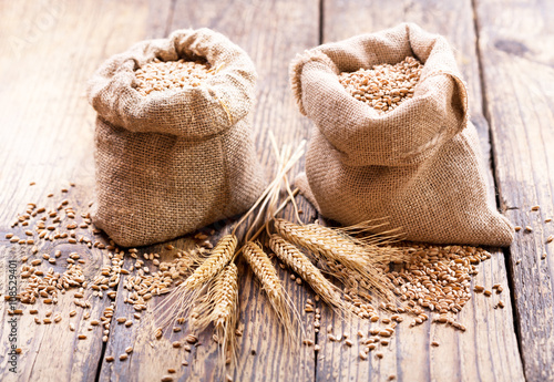 wheat grains in sacks