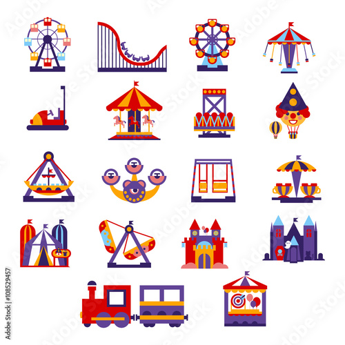Amusement Park Icons Set