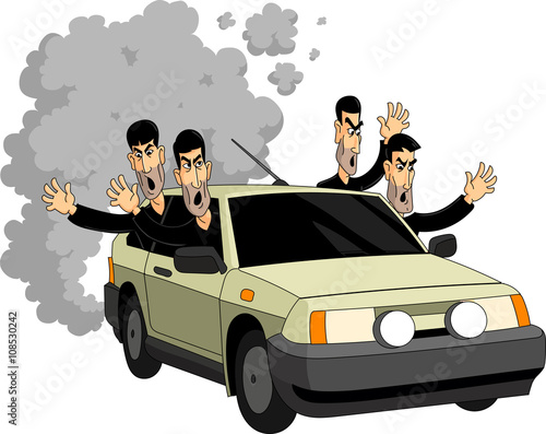 Arab migrants from the curse of the old car.