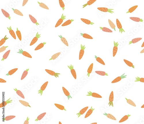 Vector cute carrots seamless pattern isolated.