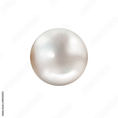 White pearl isolated on white background 