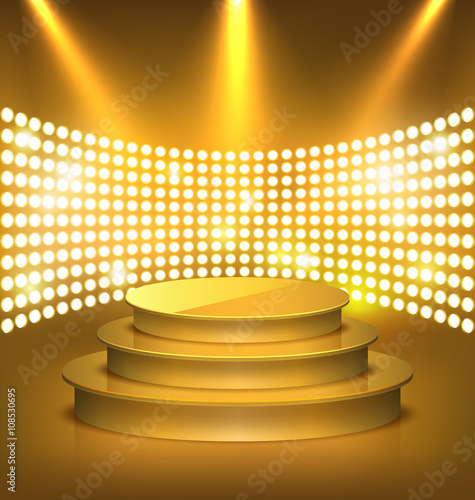 Illuminated Festive Golden Premium Stage Podium with Spot Lights