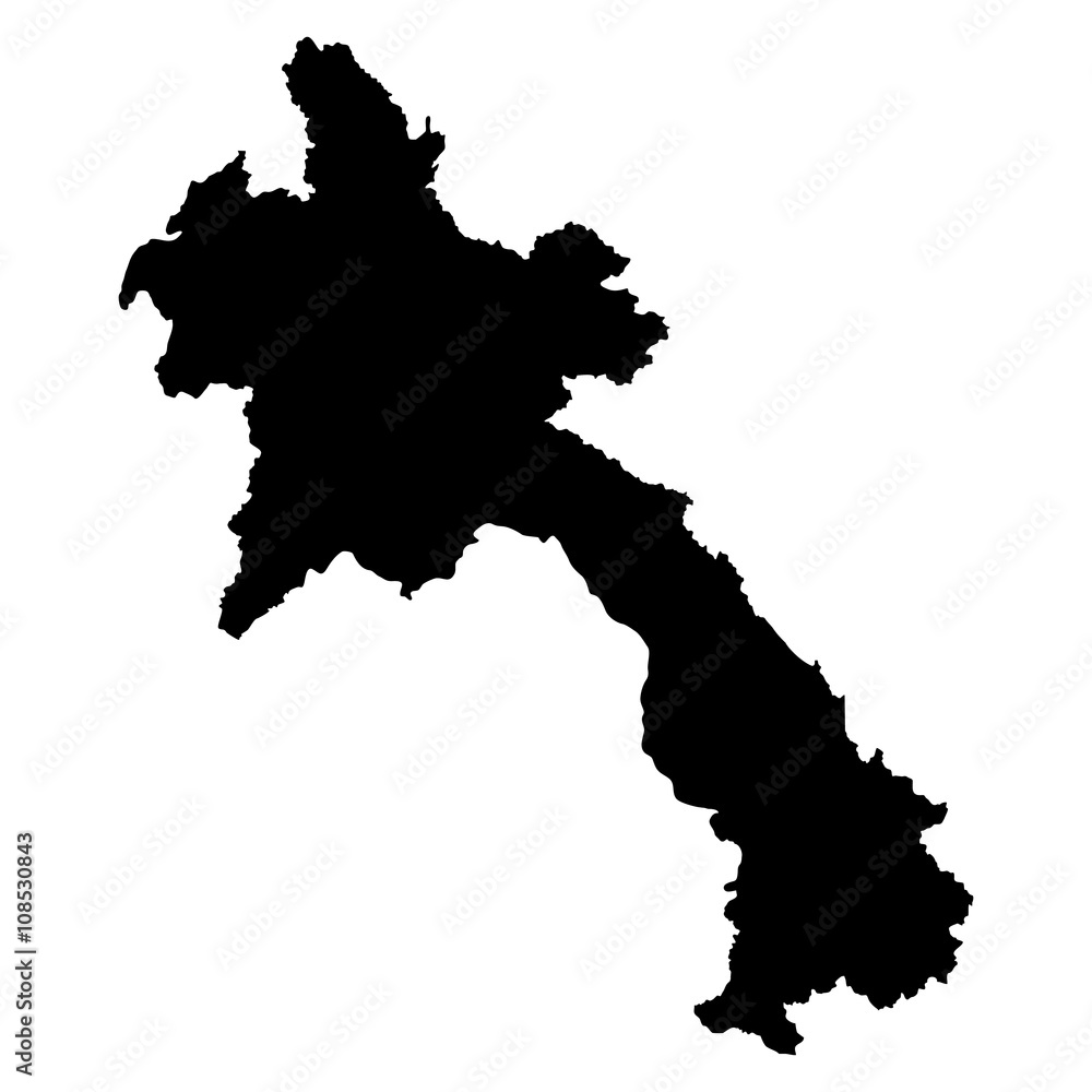 Konstfotografi Laos black map on white background vector