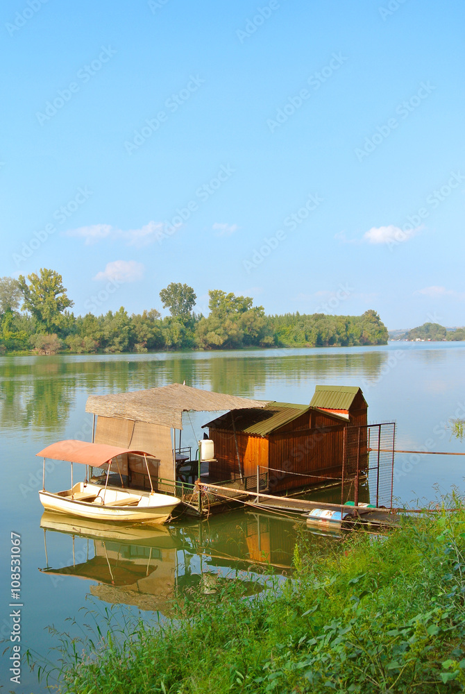 Splav (a raft used for living and recreation) on Sava river, Serbia