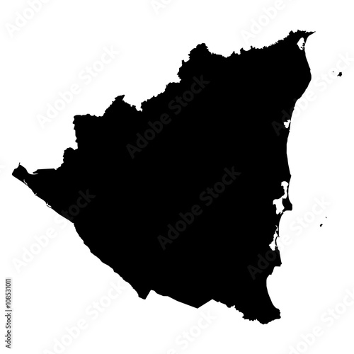 Canvas Print Nicaragua black map on white background vector