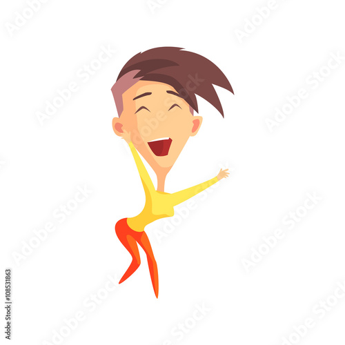 Short Brown Hair Female Character Rejoicing