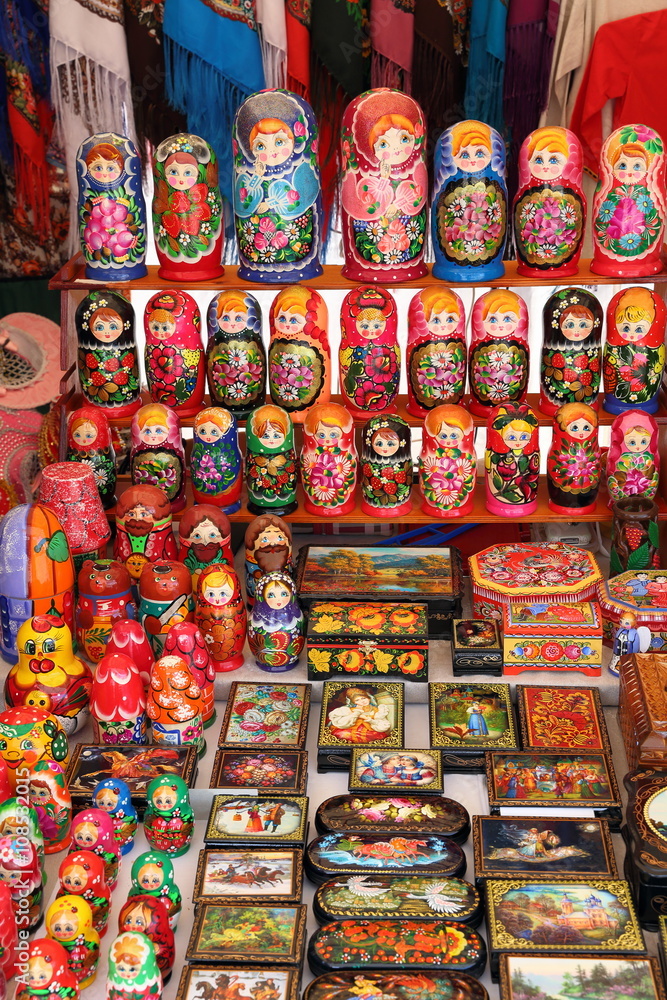 Colourful wooden souvenirs