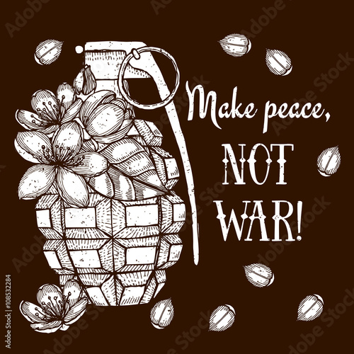 Engraved granade with cherry blossom