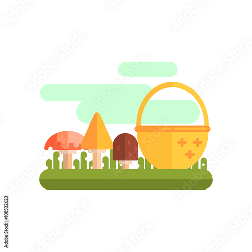 Basket And Three Mushrooms