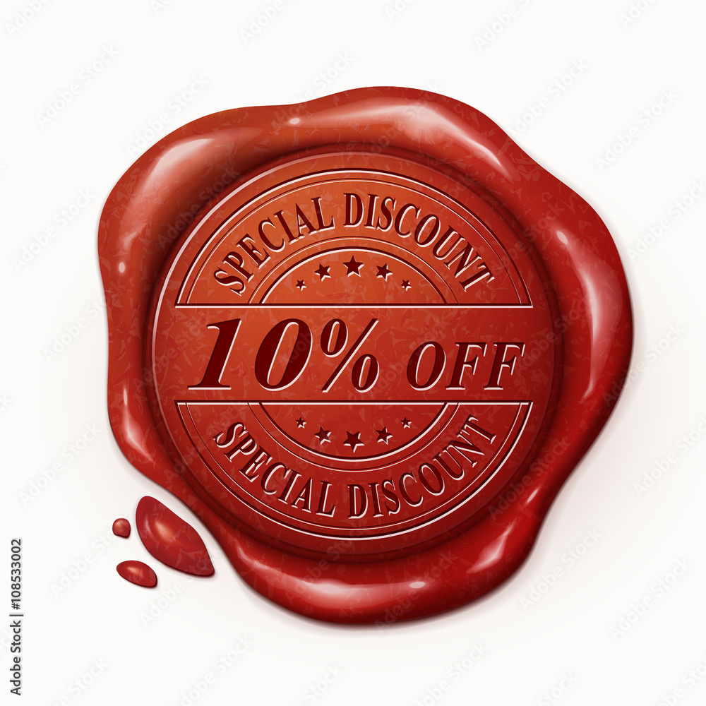 ten percent off 3d red wax seal ten percent off 3d red wax seal