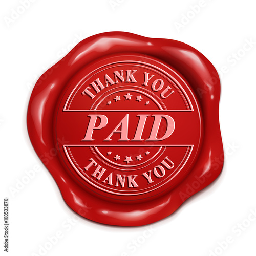 thank you paid 3d red wax seal