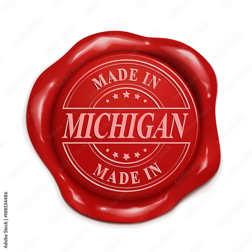 made in Michigan 3d red wax seal made in Michigan 3d red wax seal