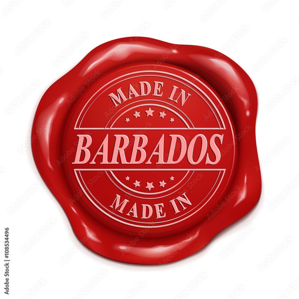 made in Barbados 3d red wax seal made in Barbados 3d red wax seal