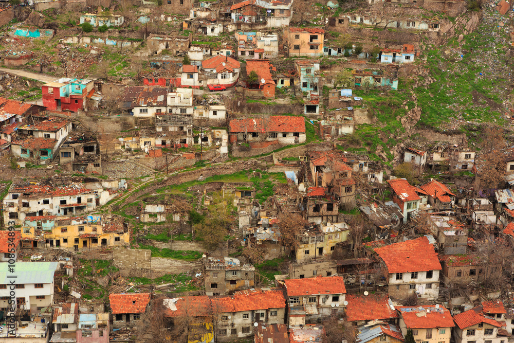 Shanty houses as a result of unplanned urbanization and unsuccessful  urban transformation area of Capital city of Turkey, Ankara.