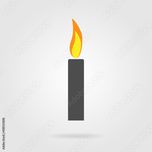Candle flat icon. Monochrome candle with color, contrast, bright