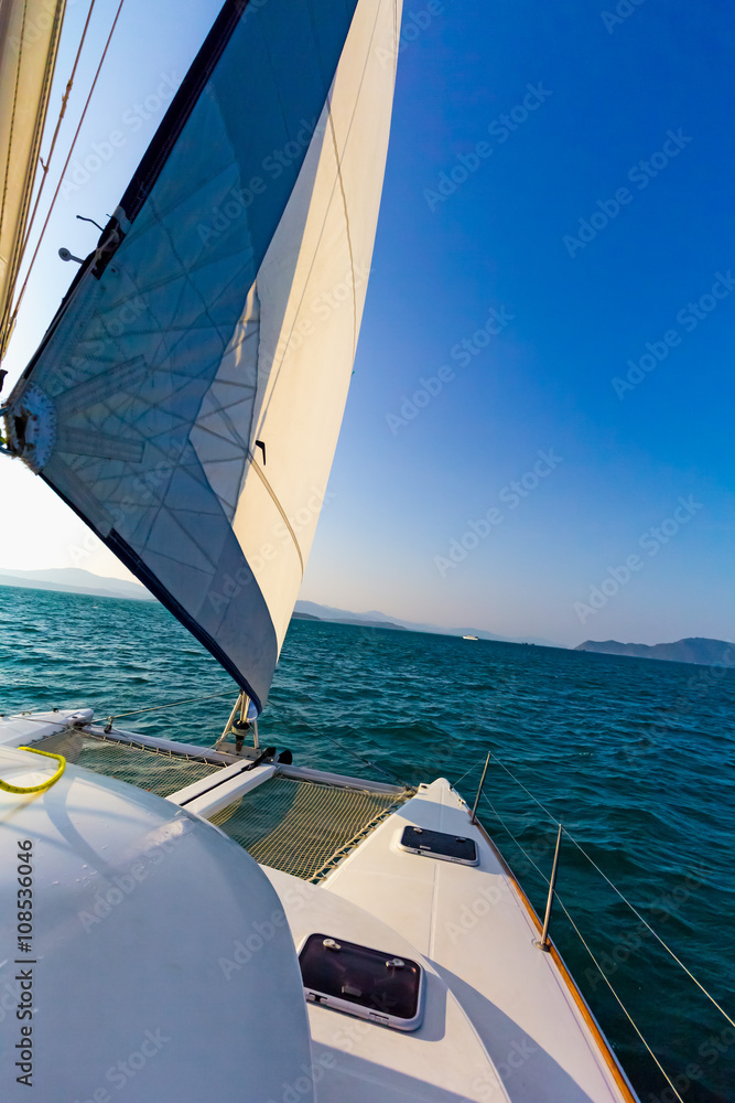 Catamaran deck at sunny day
