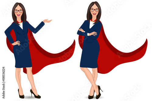 Super businesswoman in different poses