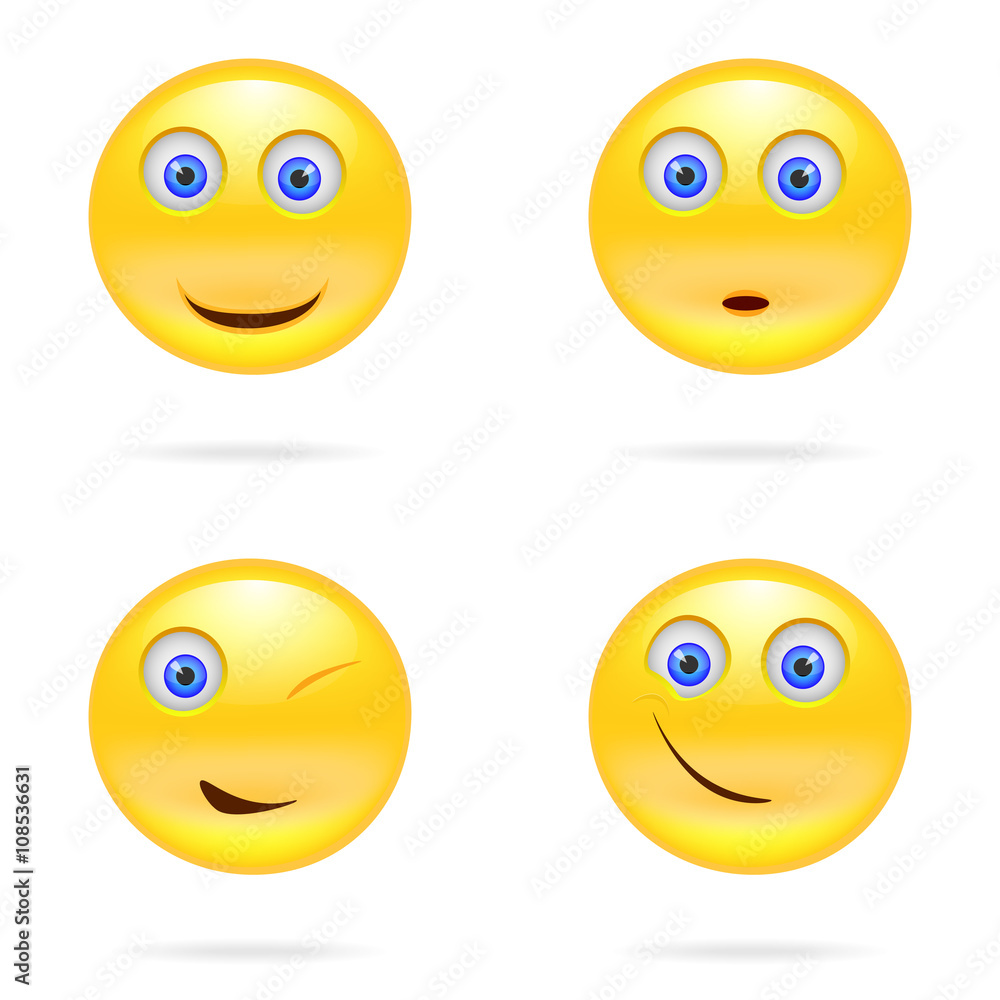 Vector illustration set of cool glossy Single Emoticons. Set of Vector illustration set of cool glossy Single Emoticons. Set of