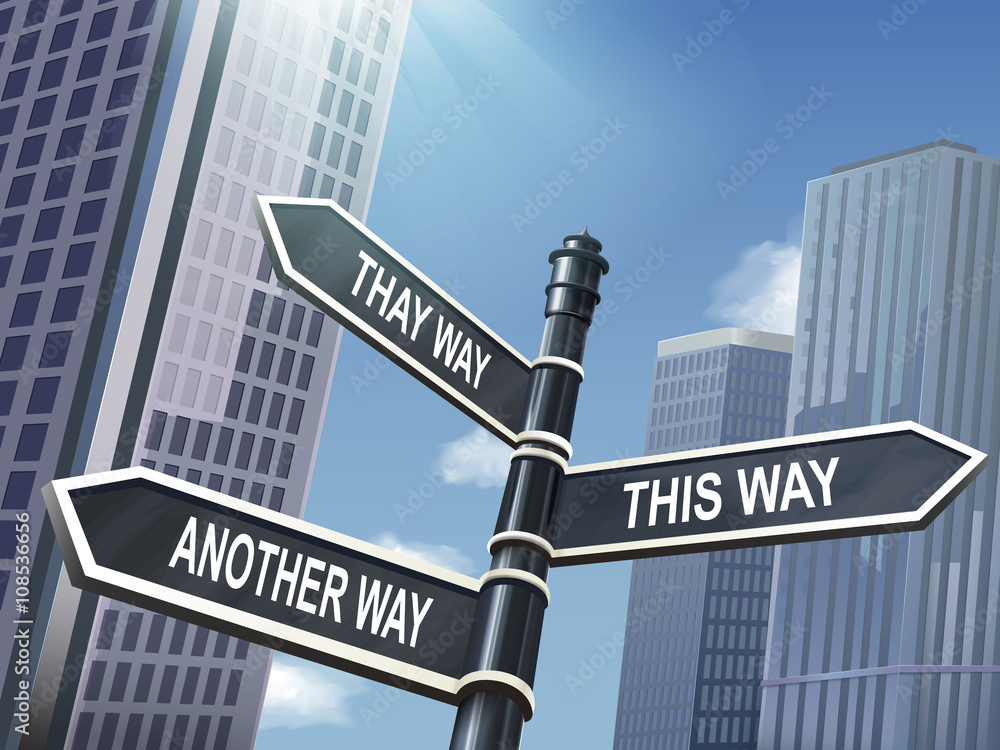 Fototapeta premium 3d road sign saying three ways