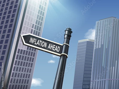3d road sign saying inflation ahead © HstrongART