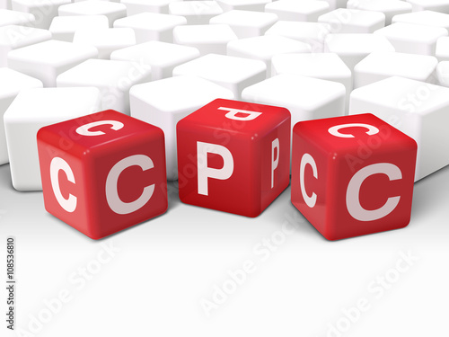 3d dice illustration with word CPC