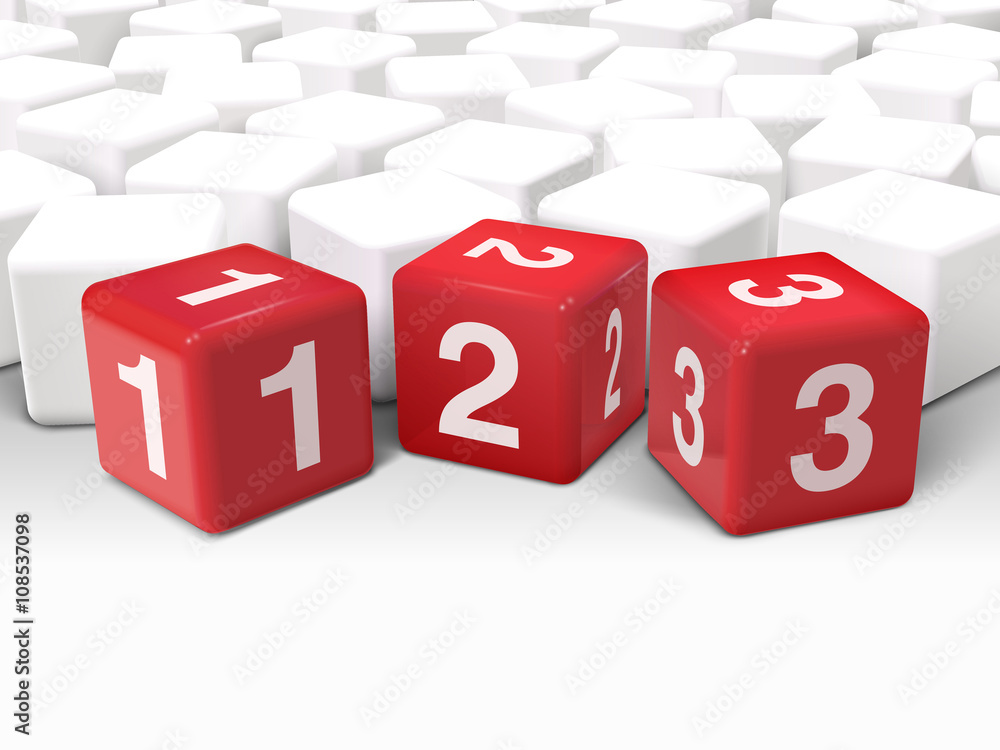 3d dice illustration with numbers one two three 3d dice illustration with numbers one two three