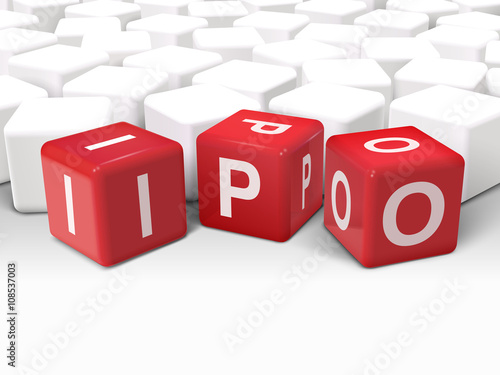 3d dice illustration with word IPO