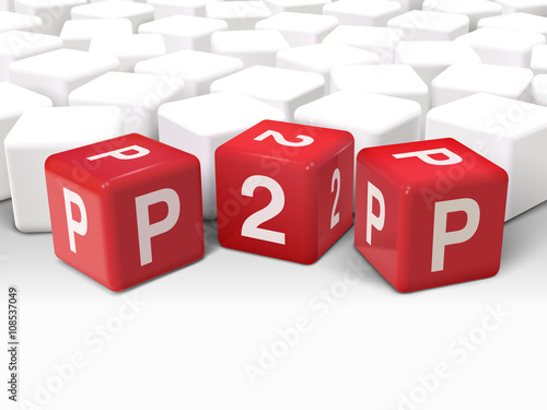 3d dice illustration with word P2P