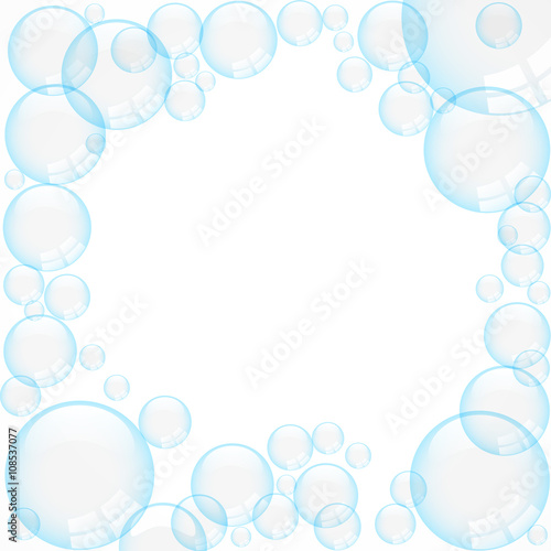 Blue bubbles on white