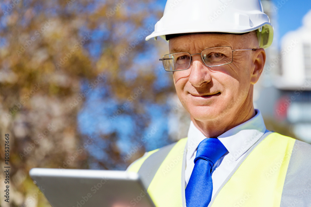 Engineer builder at construction site Engineer builder at construction site