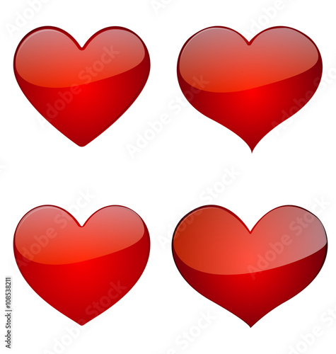 Set Of Glossy Hearts, Icon Vector Design
