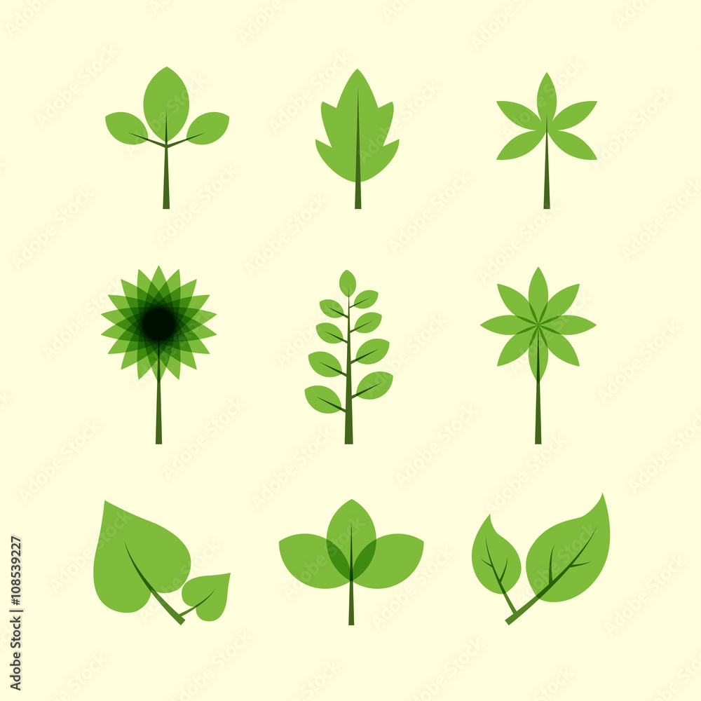 Vector of leaves icons Vector of leaves icons
