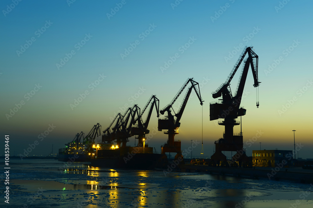 Port gantry crane is working Port gantry crane is working