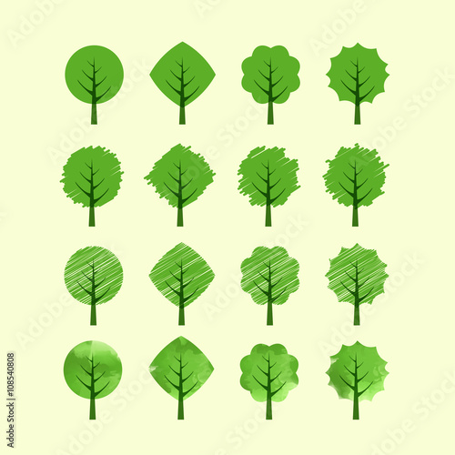 Trees Set Vector Illustration
