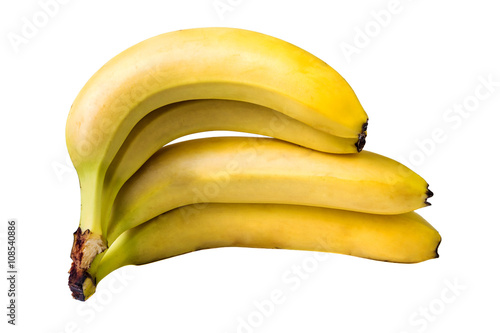 Four bananas isolated on white