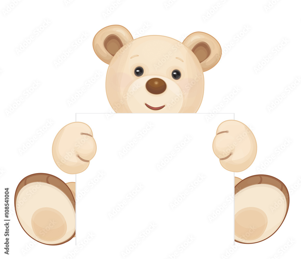 Vector cute brown bear holding blank isolated. Vector cute brown bear holding blank isolated.
