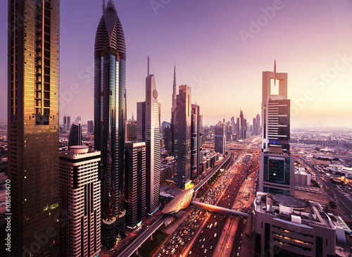 Dubai skyline in sunset time, United Arab Emirates © Iakov Kalinin
